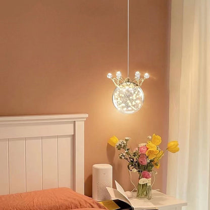 مصباح LED معلق على شكل تاج نجمي عصري من الزجاج 