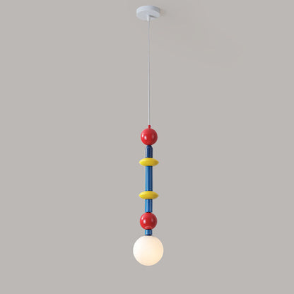 Modern Simplicity Iron Glass Ball Strip 1-Light Pendant Light For Bedside