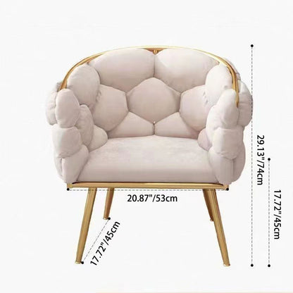 Contemporary Creative Half Round Bubble Fabric Metal Vanity Stool Backrest For Bedroom