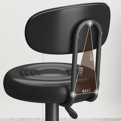 Contemporary Luxury Round Faux Leather Upholstered Swivel Bar Stool Height Adjustable Footrest For Dining Room