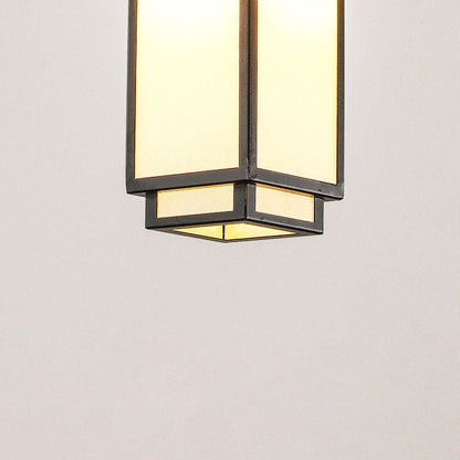 Traditional Chinese Rectangle Iron Fabric 1-Light Pendant Light For Living Room