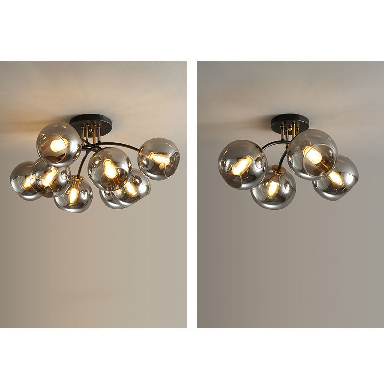 Modern Light Luxury Glass Magic Bean Round 4/6/8 Light Semi-Flush Mount Ceiling Light
