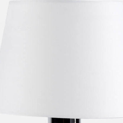 Modern Minimalist White Fabric Chrome Metal 1-Light Table Lamp