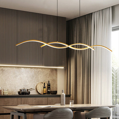 Nordic Minimalist Long Strip Wave Design Island Light LED Chandelier