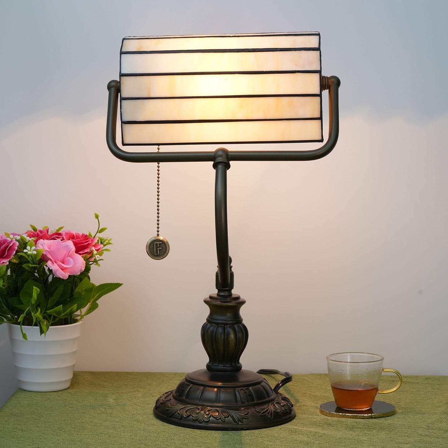 Traditional Tiffany Angel Wings Stained Glass Resin Iron 1-Light Table Lamp For Living Room