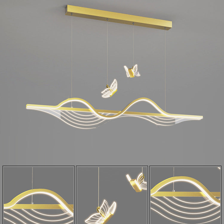 ثريا جزيرة LED مصنوعة من السيليكون بتصميم فراشة طويلة بتصميم عصري بسيط لغرفة المعيشة 