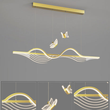 ثريا جزيرة LED مصنوعة من السيليكون بتصميم فراشة طويلة بتصميم عصري بسيط لغرفة المعيشة 