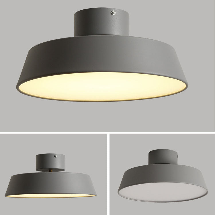 Nordic Minimalist Round Pot Iron LED Flush Mount Ceiling Light