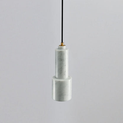 Nordic Light Luxury Brass Marble Cylinder 1-Light Pendant Light