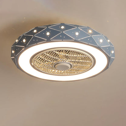 مصباح سقف LED بتصميم شبكي على شكل نجمة بتصميم بسيط على الطراز الاسكندنافي مع مروحة