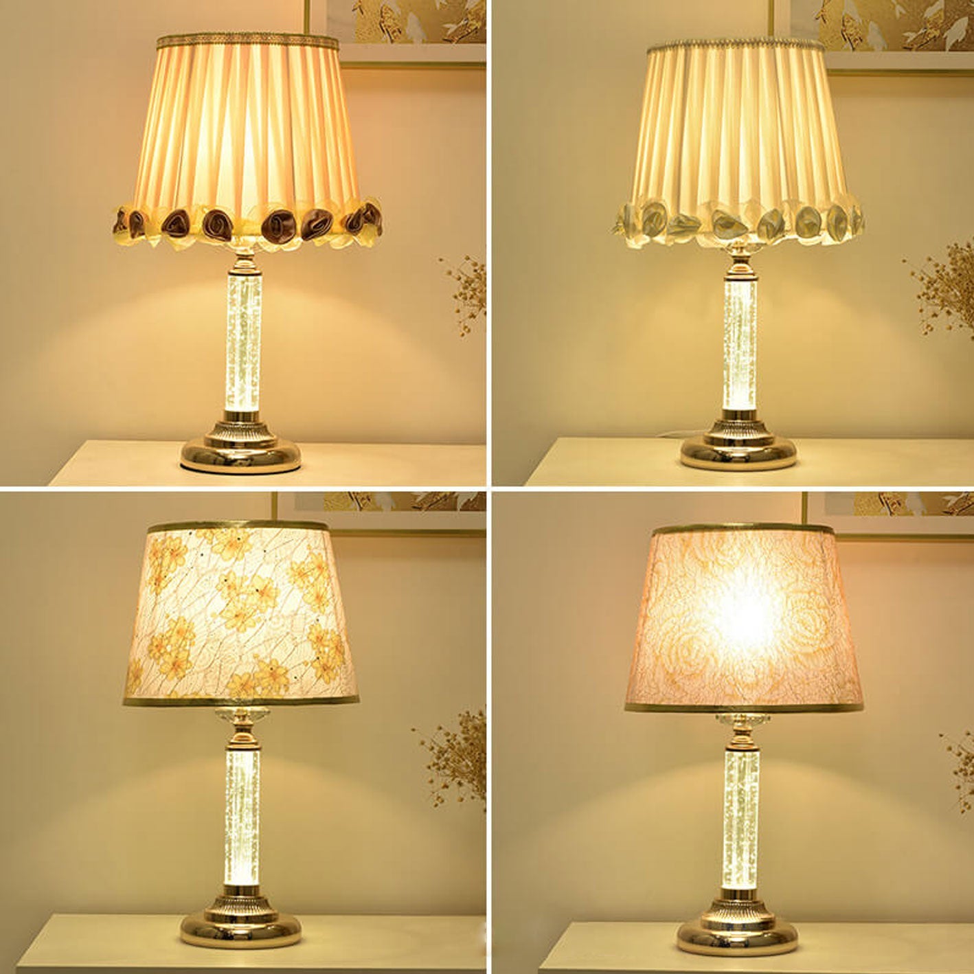 European Crystal Brightness Adjustable Remote Control 1-Light Table Lamp