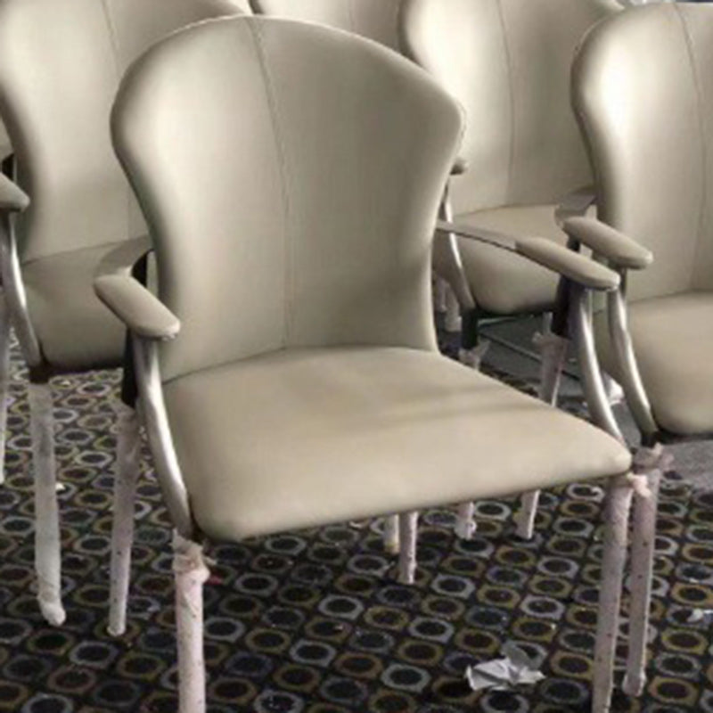 Modern Simplicity Microfiber Leather Stainless Steel Sponge Square Wraparound Dining Chair Backrest Armrest For Dining Room