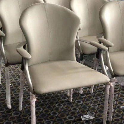 Modern Simplicity Microfiber Leather Stainless Steel Sponge Square Wraparound Dining Chair Backrest Armrest For Dining Room