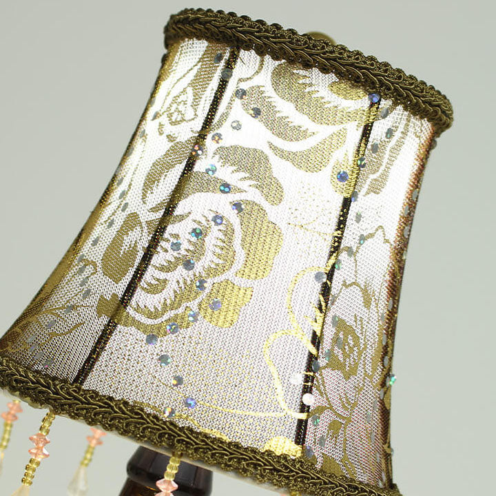 European Creative Fabric Cone Glass Wine Bottle LED Decoration Table Lamp