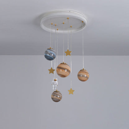 Contemporary Creative Aluminum Round Shade Acrylic Glass Ball LED Kid's Flush Mount Ceiling Light For Bedroom