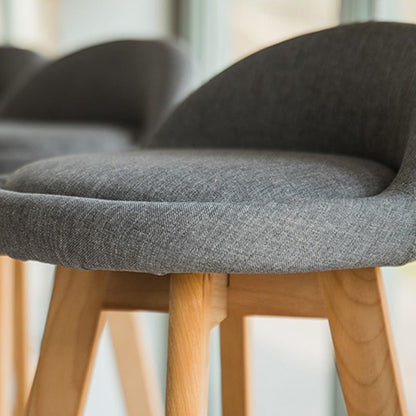 Traditional Vintage Round Fabric Wood Frame Swivel Bar Stool Low Back Footrest For Dining Room