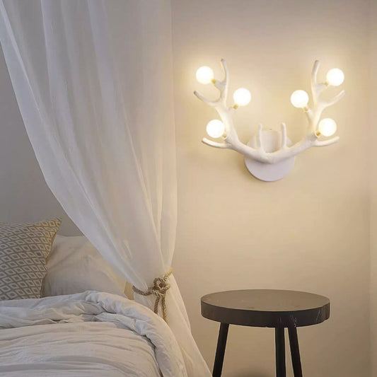 Nordic Creative Resin Antler Tree Branch Glass Ball 6-Light Wall Sconce Lamp