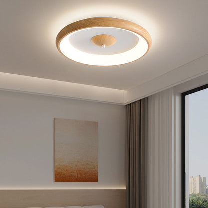 Traditional Japanese Round Aluminum Acrylic LED Flush Mount Ceiling Light For Living Room