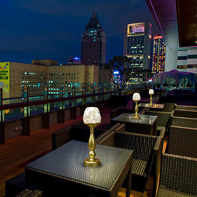 Retro Creative Gem Column Plastic Metal LED Touch Table Lamp