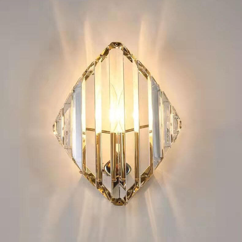 Modern Light Luxury Crystal Triangle Geometry 1/2/3 Light Wall Sconce Lamp