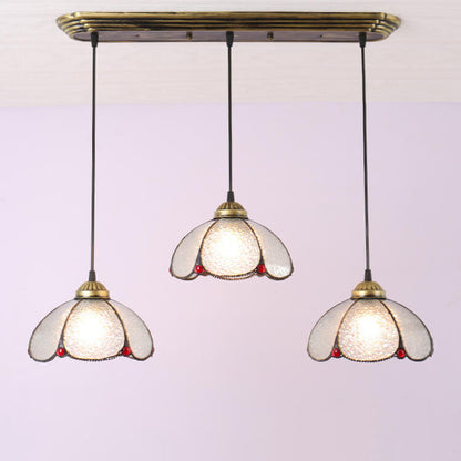 European Rustic Colorful Tiffany 3-Light Island Light Chandelier
