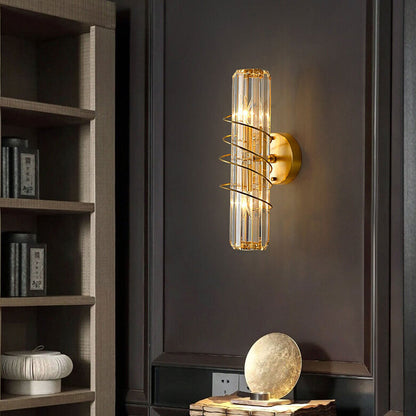 Nordic Luxury Brass Crystal Geometric Ring 2/3 Light Wall Sconce Lamp