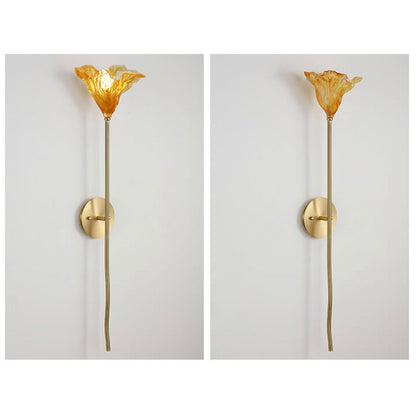 Modern Chinese Dry Lotus Glass Lamp Design 1-Light Wall Sconce Lamp