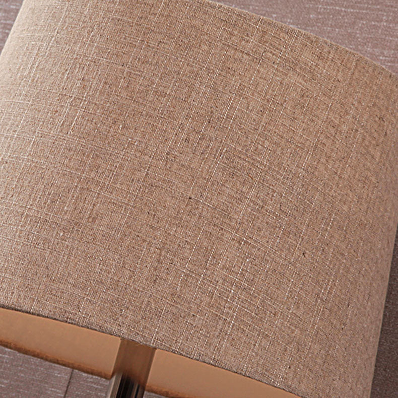 Traditional Vintage Cylinder Stripe Base Ceramic Fabric 1-Light Table Lamp For Bedroom