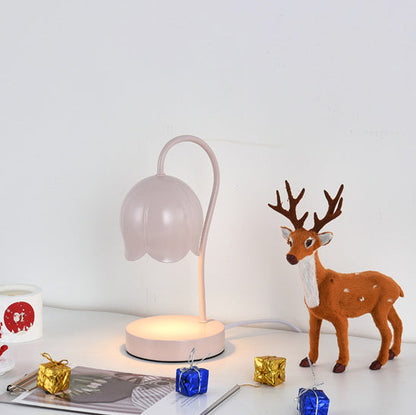 Contemporary Nordic Iron Glass Wood Flower 1-Light Melting Wax Table Lamp For Bedside