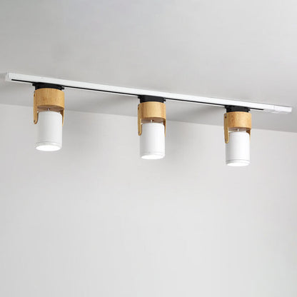 Minimalist Wooden Long Spotlight Track Light 1/3 Light LED Flush Mount Ceiling Light