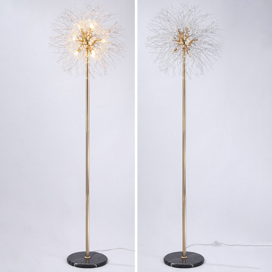 Modern Creative Dandelion Shade Crystal  Aluminum  Marble Base 8/9-Light Standing Floor Lamp