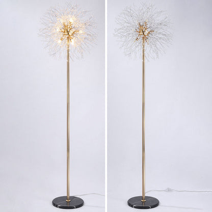 Modern Creative Dandelion Shade Crystal  Aluminum  Marble Base 8/9-Light Standing Floor Lamp