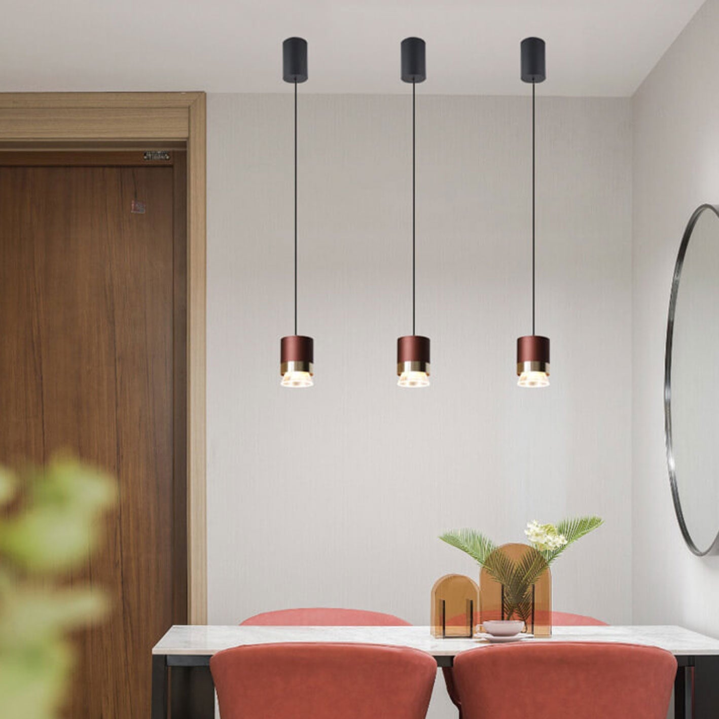 مصباح معلق LED أسطواني فاخر من الألومنيوم والأكريليك من Nordic Light 
