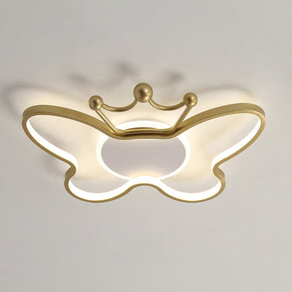 Contemporary Nordic Kids Iron Aluminum Silica Acrylic Butterfly LED Flush Mount Ceiling Light For Bedroom