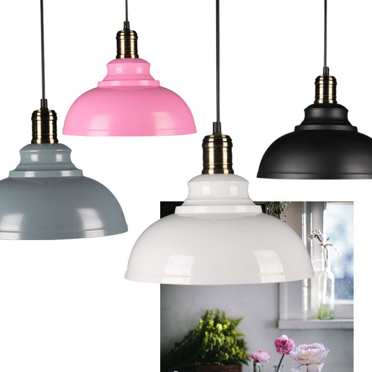 Industrial Simple Dome Round Pot Lid Iron 1-Light Pendant Light