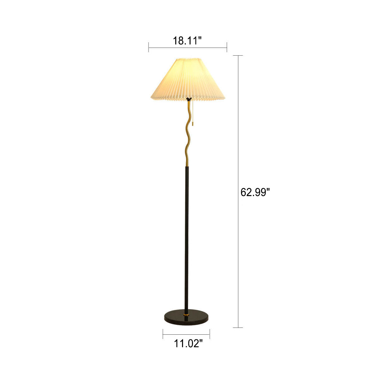Japanese Simple Pleated Cone Shade Marble Base 1-Light Standing Floor Lamp