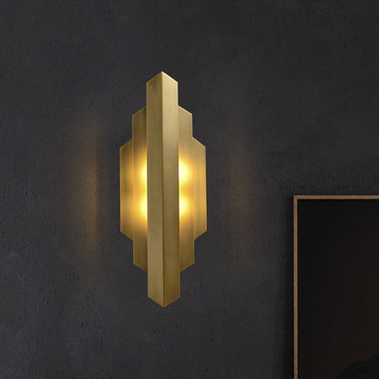 Modern Light Luxury Full Copper Symmetrical Graphic Design 1-Light Wall Sconce Lamp
