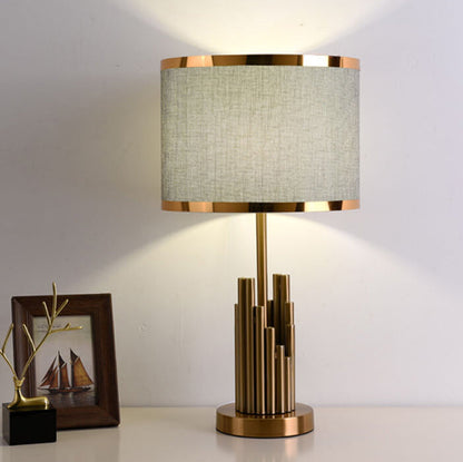 Modern Fabric Light Luxury Simple Cylindrical Design 1-Light Table Lamp