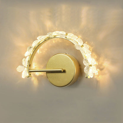 Nordic Gold Crystal Flower Half Circle  LED Wall Sconce Lamp