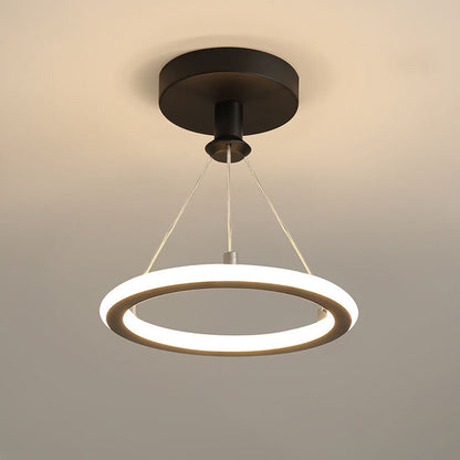Modern Simplicity Aluminum Circle Strip LED Semi-Flush Mount Ceiling Light For Hallway