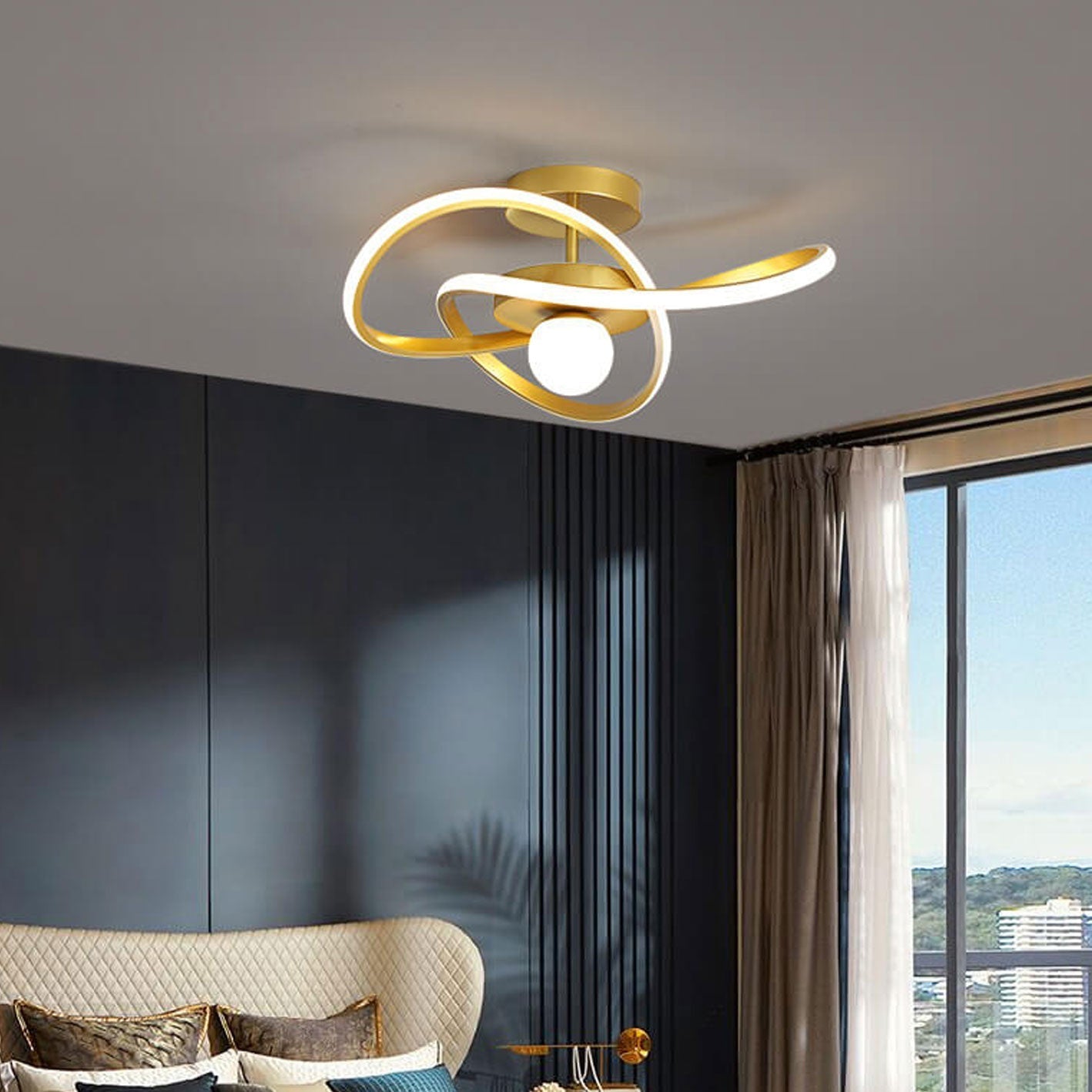 Nordic Modern Simple Streamer Surround Design LED Semi-Flush Mount Light