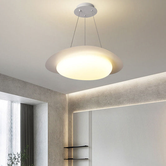 مصباح LED معلق من الحديد الأكريليكي باللون الأبيض بتصميم بسيط على الطراز الاسكندنافي 