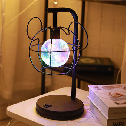 Creative Mouse Metal Cage LED Decorative Battery Table Lamp