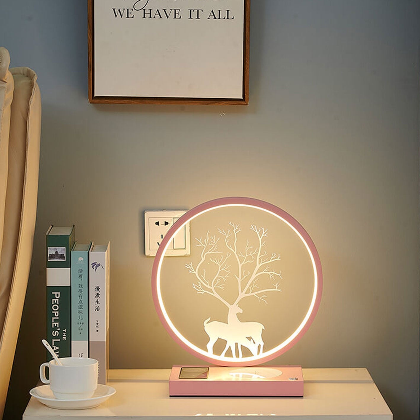 Creative Iron Aluminum LED Wireless Charging Bluetooth Speaker Table Lamp