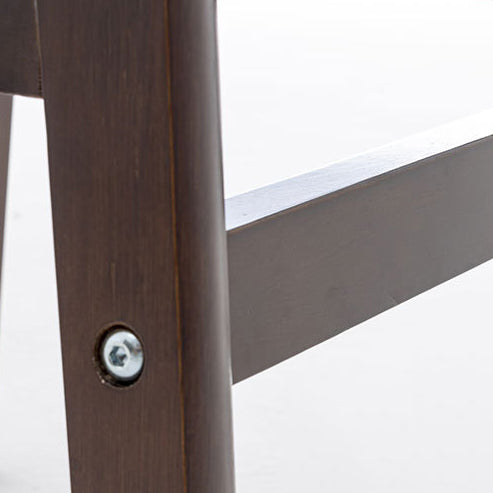 Modern Minimalist Square Wood Oiled Wax Leather Foam Bar Stool With Four Legs Backrest For Dining Room