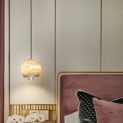 Contemporary Scandinavian Brass Aluminum Marble Ball LED Pendant Light For Bedside