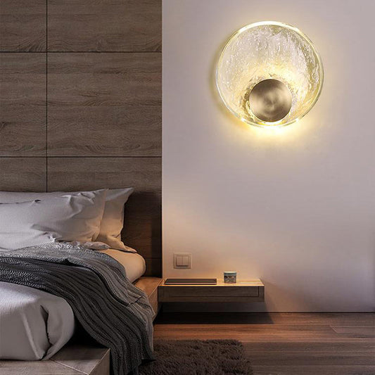مصباح حائط LED دائري من الكريستال بتصميم تموجات مائية فاخر معاصر لغرفة المعيشة 