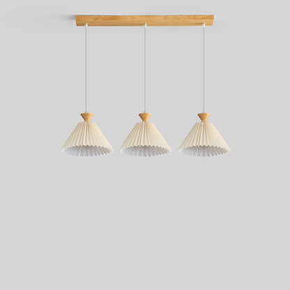 Nordic Wooden Pleated Cone 1/3 Light Island Light Chandelier