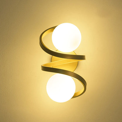Modern Minimalist Round Ball Iron Glass 2-Light Wall Sconce Lamp