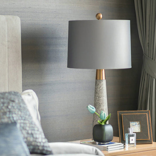 Contemporary Nordic Marble Cylinder 1-Light Table Lamp For Bedroom